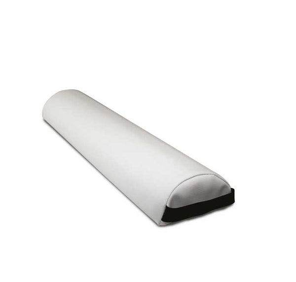 "Half round bolster, high-density foam, to provide excellent support and comfort during various beauty treatments. Made with high-density foam, this bolster helps align the body and relieve pressure while providing support and comfort, white fabric."