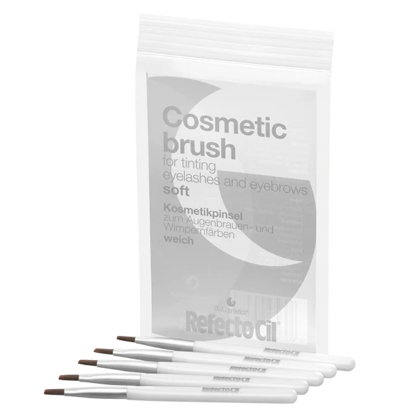 "Refectocil Cosmetic Brush for tinting eyelashes and eyebrows, soft silver brush with fine bristles for precise application of tint."