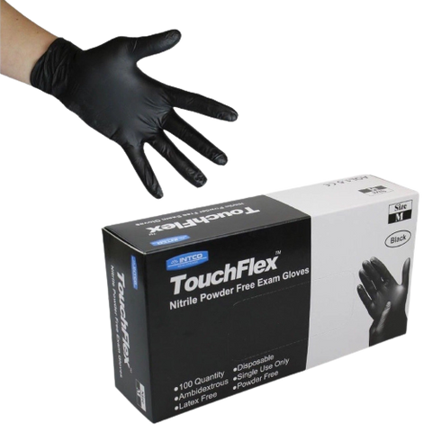 Nitrile Exam TouchFlex Powder Free Gloves 5 Mil | Black - Box of 100 - Size Small