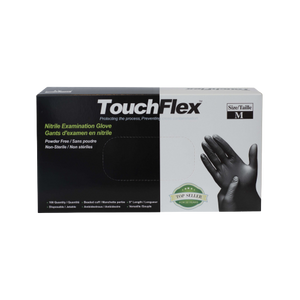 TouchFlex Nitrile Examination Gloves | Powder Free 5 Mil | Black - Box of 100 - Size Small