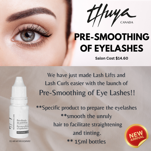 "Thuya lash Pre-Smoothing Treatment in a 15ml bottle, used for conditioning and prepping lashes for lamination and shaping procedures."