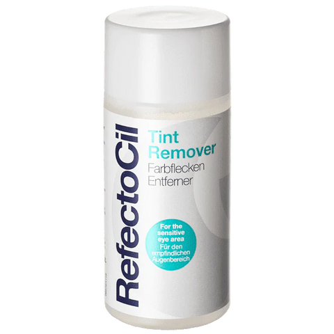 "Refectocil Tint Remover 1, used to remove tint from lashes and brows, can with white lid, displayed on a clean, neutral background."