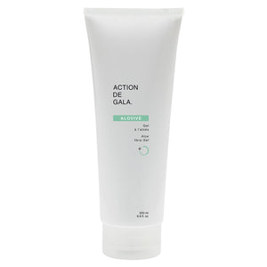 "A 200ml bottle of Alovive Aloe Gel by Action de Gala, a soothing and hydrating aloe vera gel ideal for post-treatment care, available at A & E Beauty Supplies. Perfect for after electrolysis, laser, waxing, sugaring, tweezing, threading."
