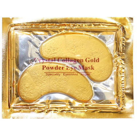 "Collagen Gold powder Eye Patches (1 Pair), Gold colour eye shield  luxurious under-eye treatment to reduce puffiness and hydrate skin, available at A & E Beauty Supplies"