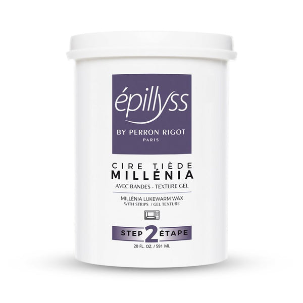 "Epillyss warm wax, tub that come in 10 scents, 591ml/20oz, ideal for professional waxing treatments with a pleasant fragrances this is millenia."