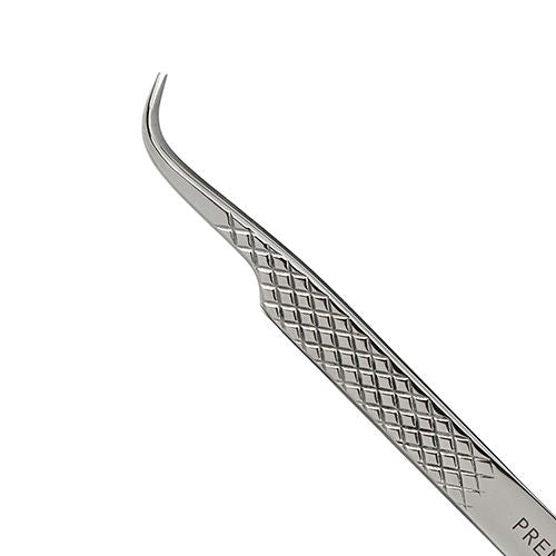 Hooked Stainless Steel Lash Tweezer with Diamond Grip | 4.7" (12cm) - PremierLash