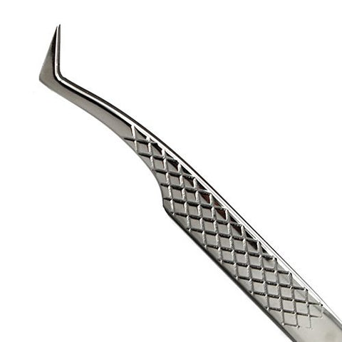 Slim L Stainless Steel Lash Tweezer with Diamond Grip | 4.7" (12cm) - PremierLash