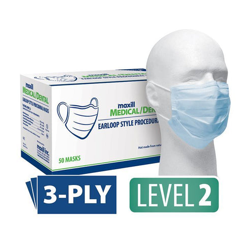 Maxill Earloop Procedural Masks - box of 50