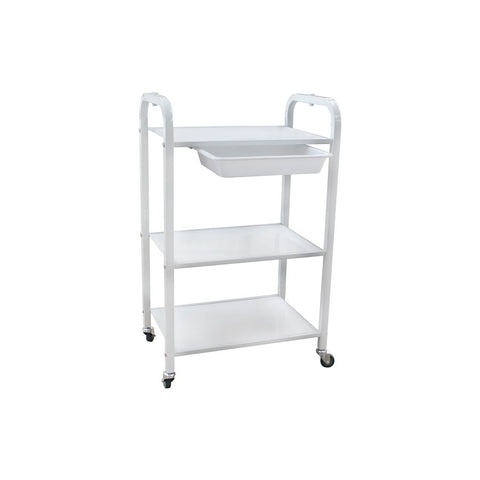 Round Metal Trolley with 3 Shelves & 1 Drawer