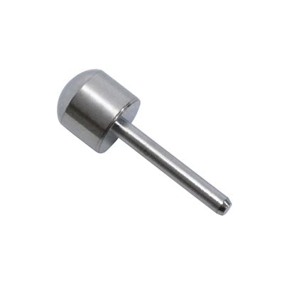 A small, round stud electrode made of chromed steel, used for ionization and cataphoresis treatments on areas like the eyebrows, upper lip, and under eyes. The electrode is 10mm in diameter, with a smooth surface for even current distribution.