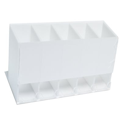 "Protec Dispenser 5 slots for organizing tools and supplies in a professional setting white organizer made of plastic"