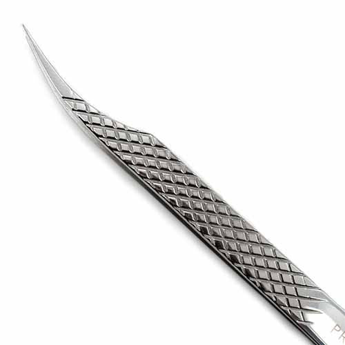 "Sword Tip Stainless Steel Lash Tweezer with Diamond Grip 5.1, 13cm PremierLash - A & E Beauty Supplies, sleek tweezers with a fine tip and diamond gri"